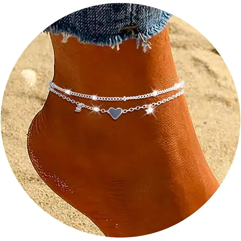 925 Sliver Plated CZ Anklet Bracelets