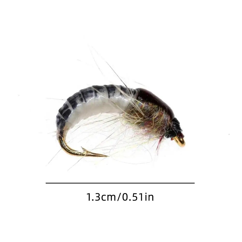 6 Pcs #12 Realistic Nymph Scud Fly for Trout Fishing