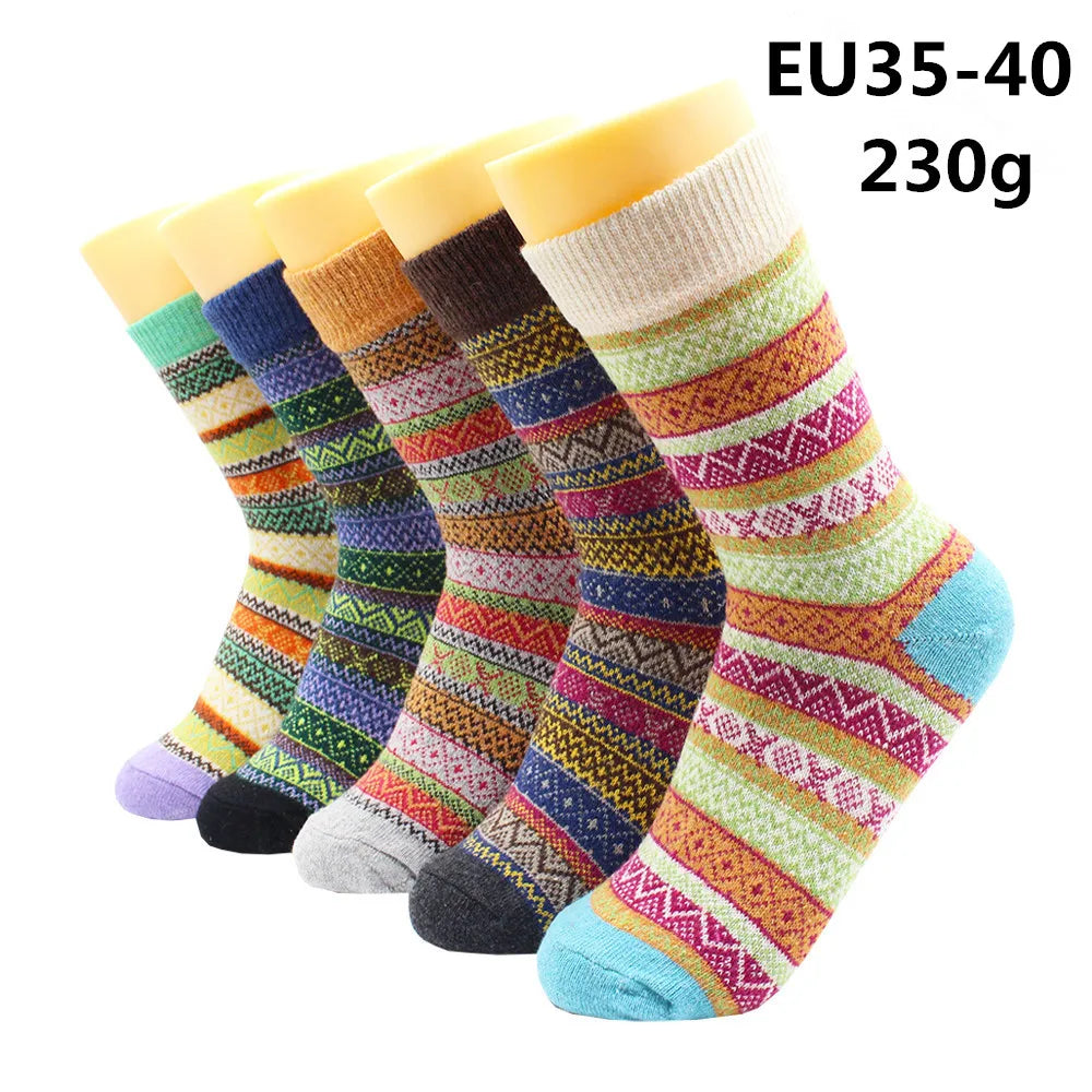 5 Pairs Winter Warmer Women Thicken Thermal Wool Cashmere Snow Socks