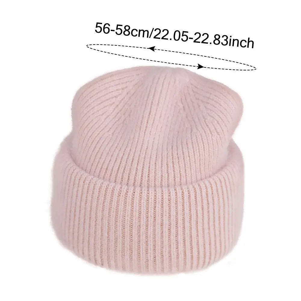 Versatile Korean Style Knit Beanies/Rabbit Fur