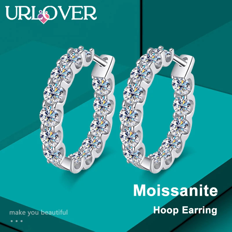 URLOVER 3mm 2.6ct D Color Moissanite Earring 925 Sterling Sliver