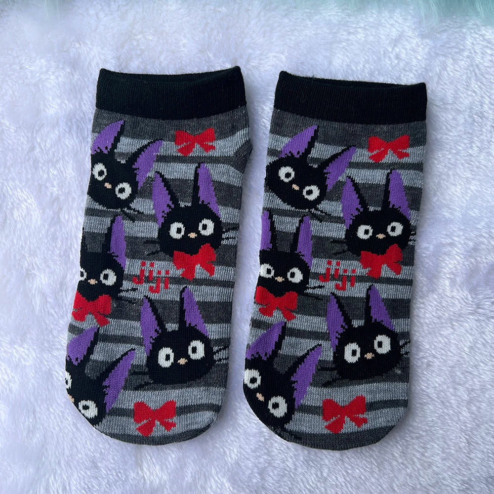 Cute Women's Black Cat Socks Kawaii Kitty Cartoon