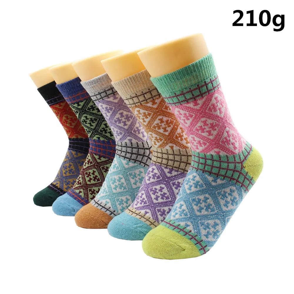 5 Pairs Winter Warmer Women Thicken Thermal Wool Cashmere Snow Socks