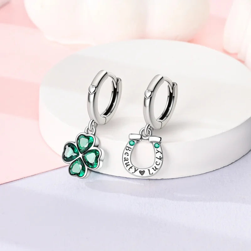 S925 Sterling Silver Simple Series Four Leaf Clover Earrings