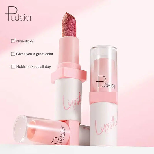 Waterproof Metallic Pearlescent Lipstick Pop Glitter Lip Gloss 10-Color Long Lasting