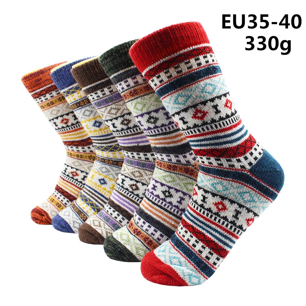 5 Pairs Winter Warmer Women Thicken Thermal Wool Cashmere Snow Socks