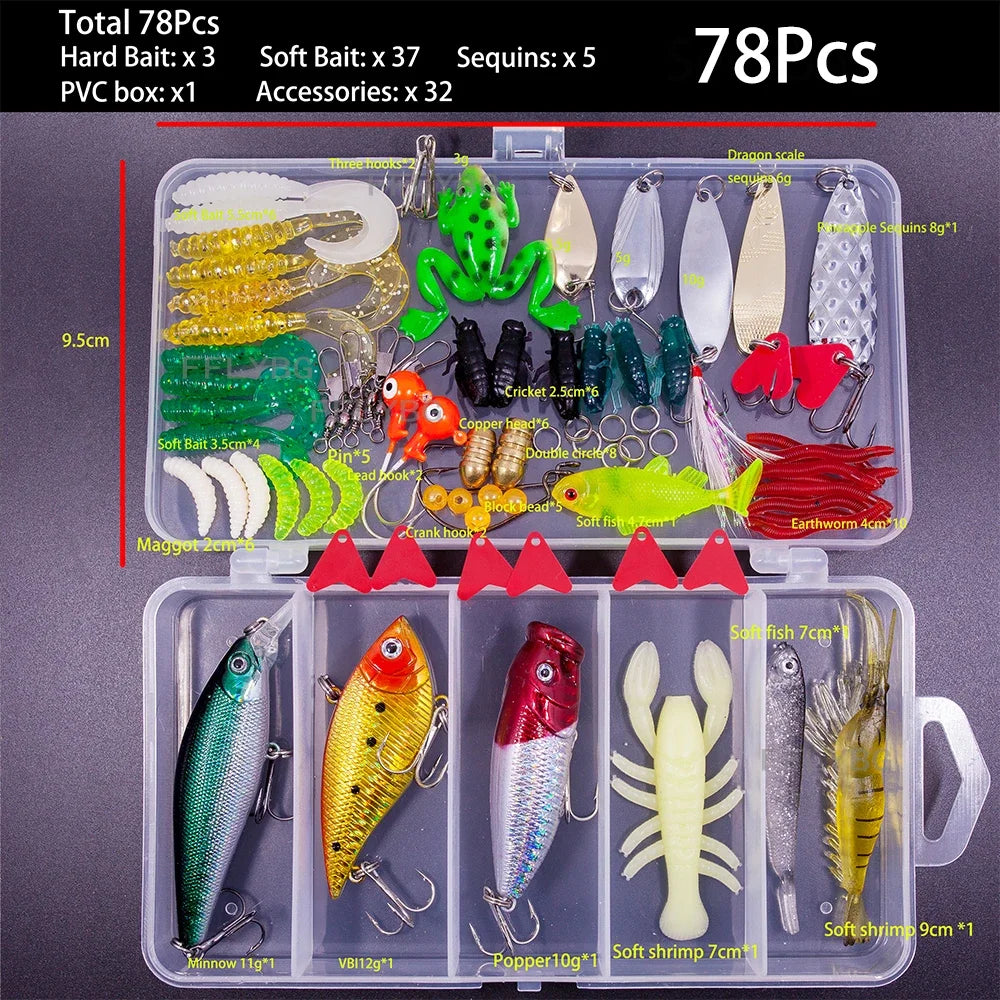 Fishing Lure Kit Soft and Hard Bait Set