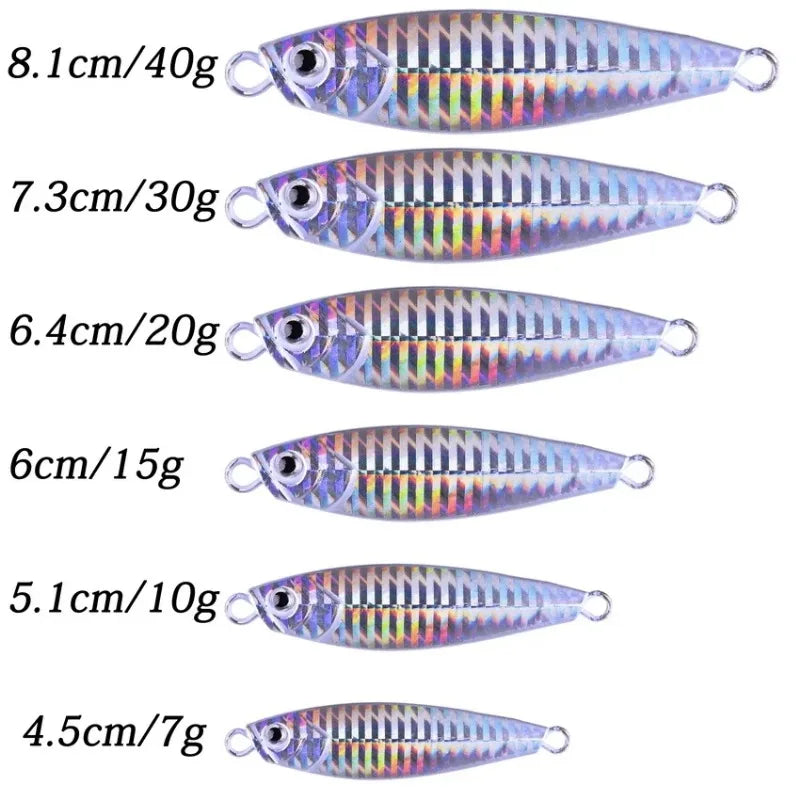 5Pcs Metal Jig Fishing Lure 7g-40g Cast Hook Swimbait