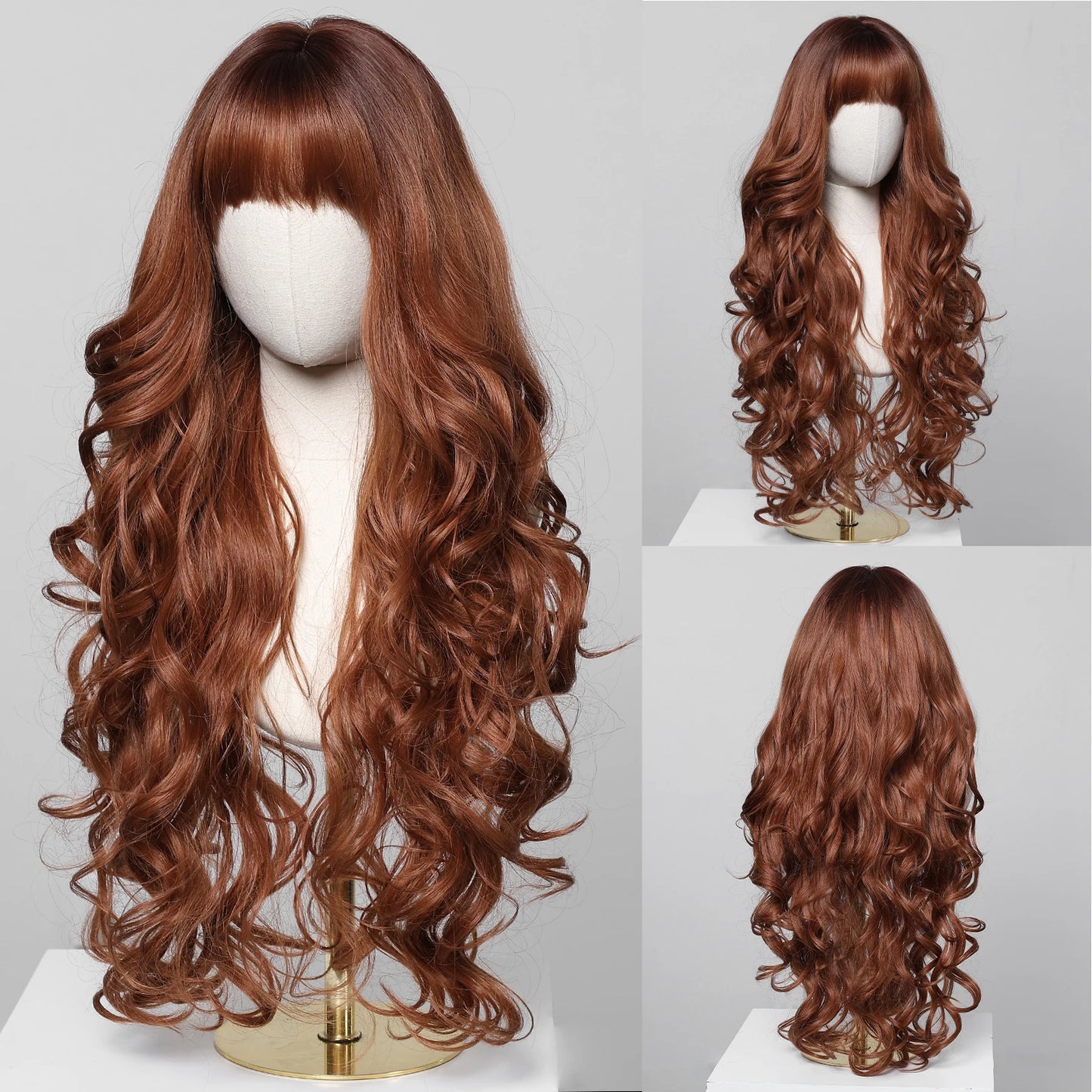 Brown Wigs 30 Inches Synthetic Curly Wig Long Wavy Hair for Women