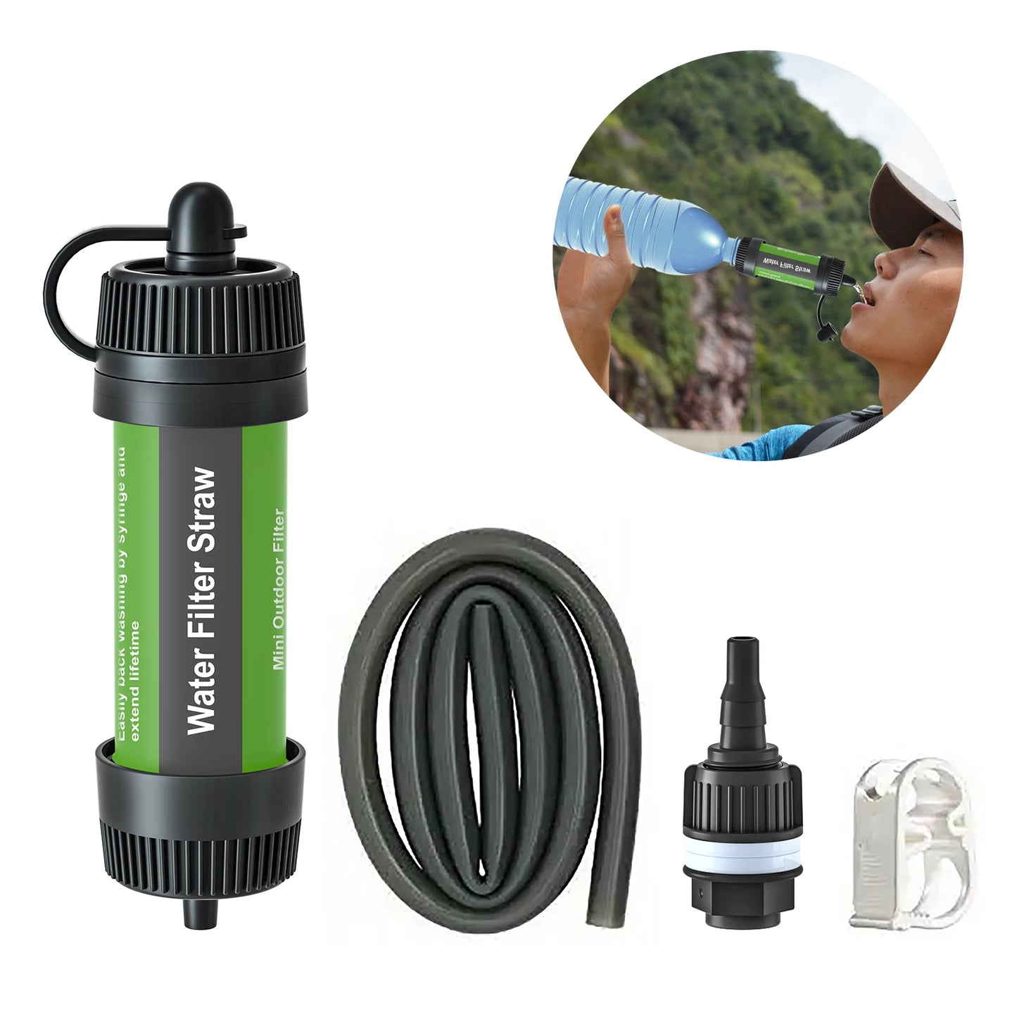 Water Filter Straw Outdoor Portable Water Purifier Survival Gear