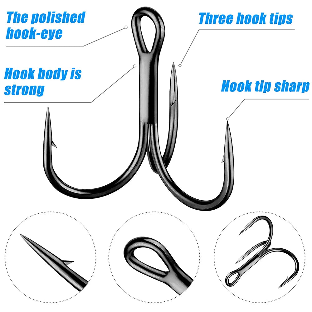 Huge Treble Hooks 4X Strong