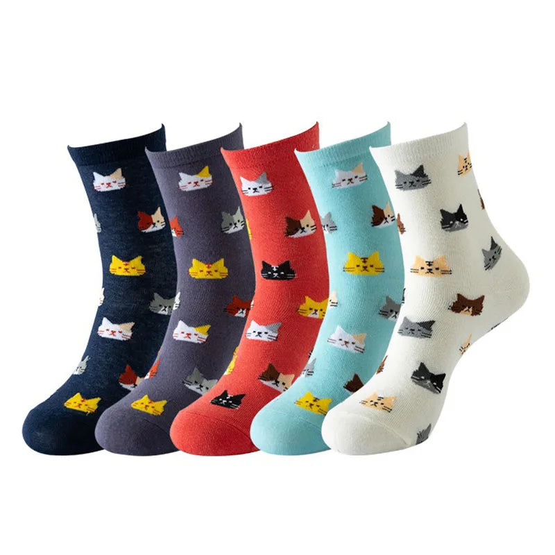 5 Pairs Fashion Pet cat dog Colorful Kawaii Cute Cartoon Cotton Women Socks