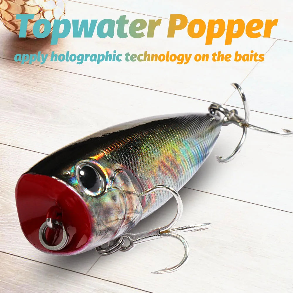 Top Water Floating Popper 8g 6.5cm Lure Steel Ball Copper Ballast Balance System