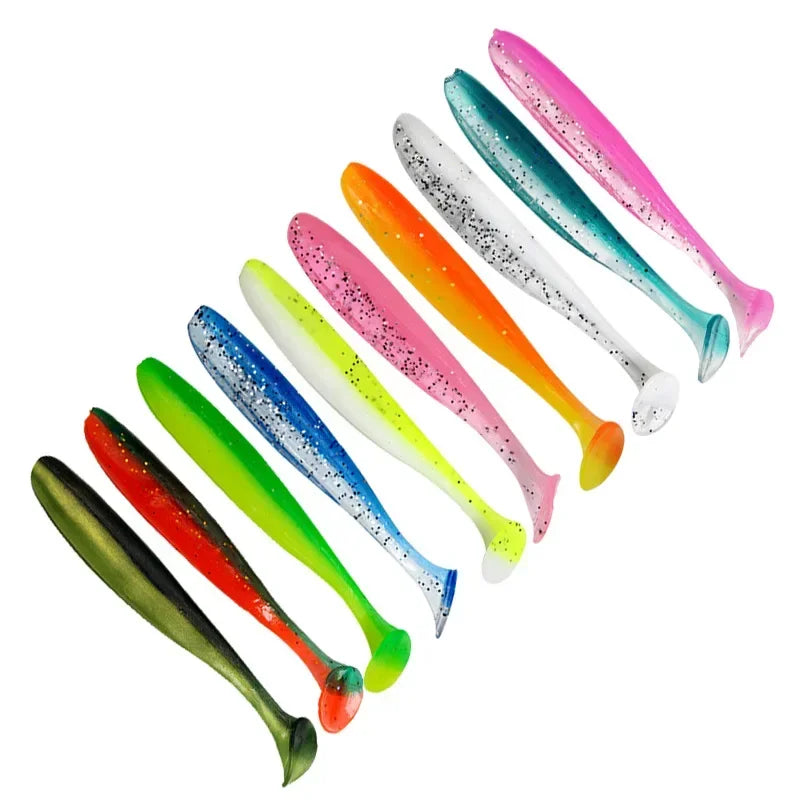 10pcs/Lot Fishing Lure 55mm 63mm 70mm T Tail Worm Soft Bait