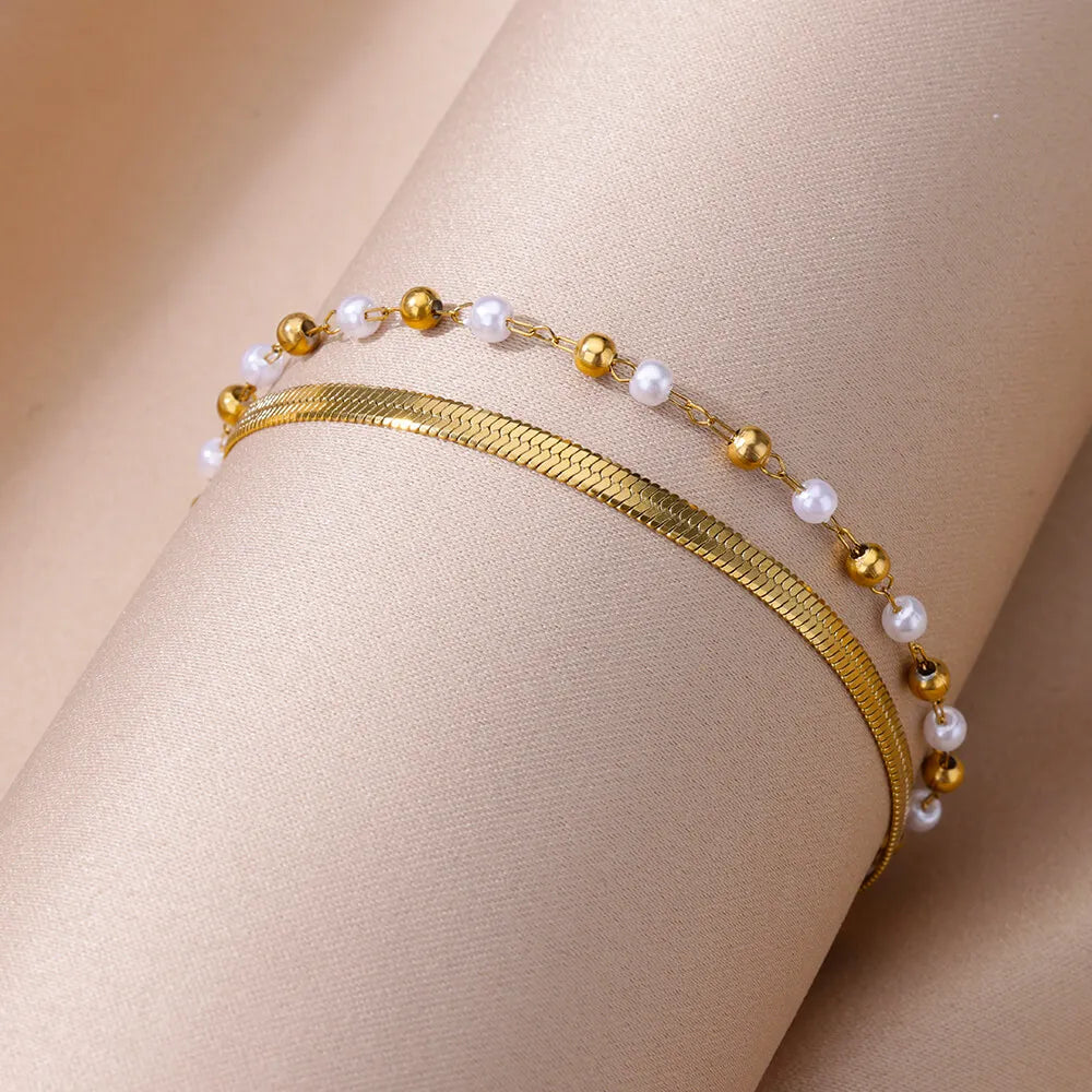 Imitation Pearl Charm Anklets For Women