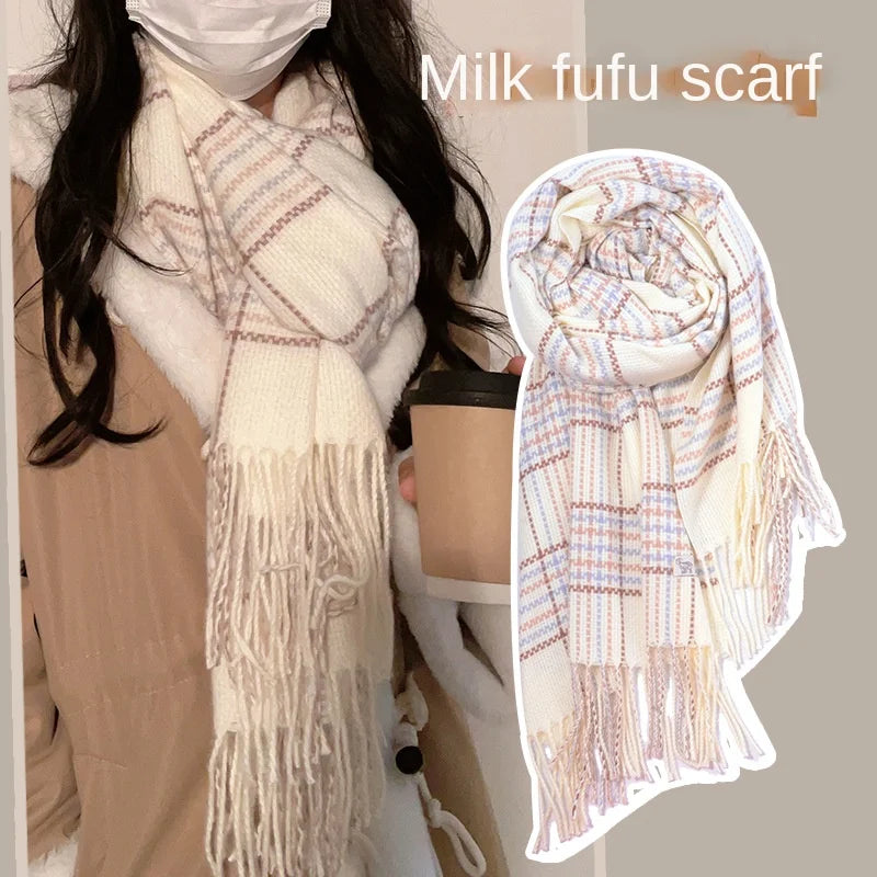 White Scarf Women Winter High-grade