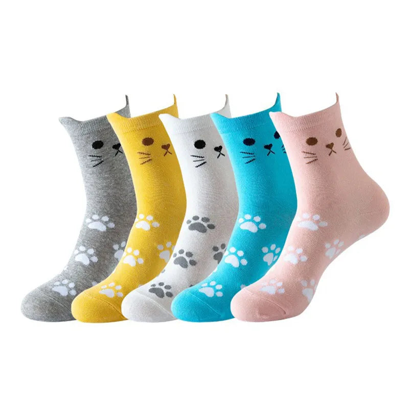 5 Pairs Fashion Pet cat dog Colorful Kawaii Cute Cartoon Cotton Women Socks