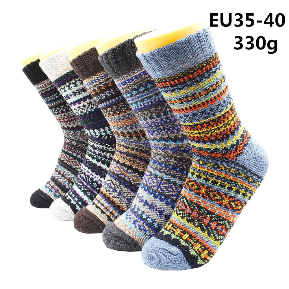 5 Pairs Winter Warmer Women Thicken Thermal Wool Cashmere Snow Socks