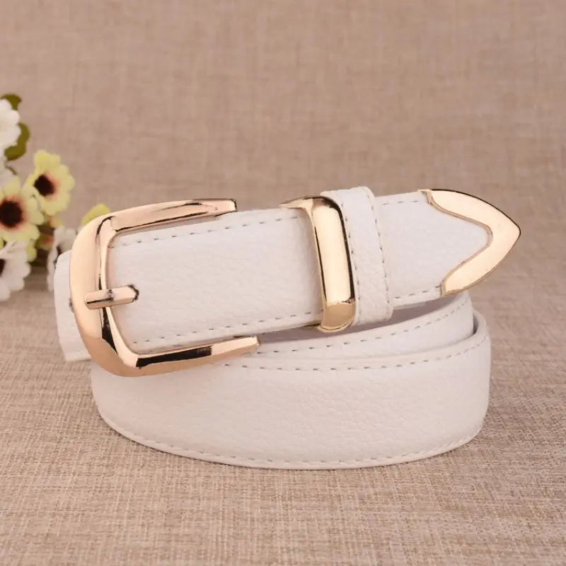 Fashion Women Leather Belts High Quality Gold Buckle