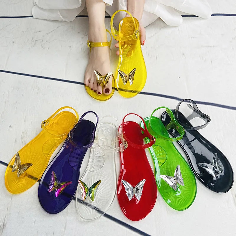 Jelly Sandals with Butterfly Slippers