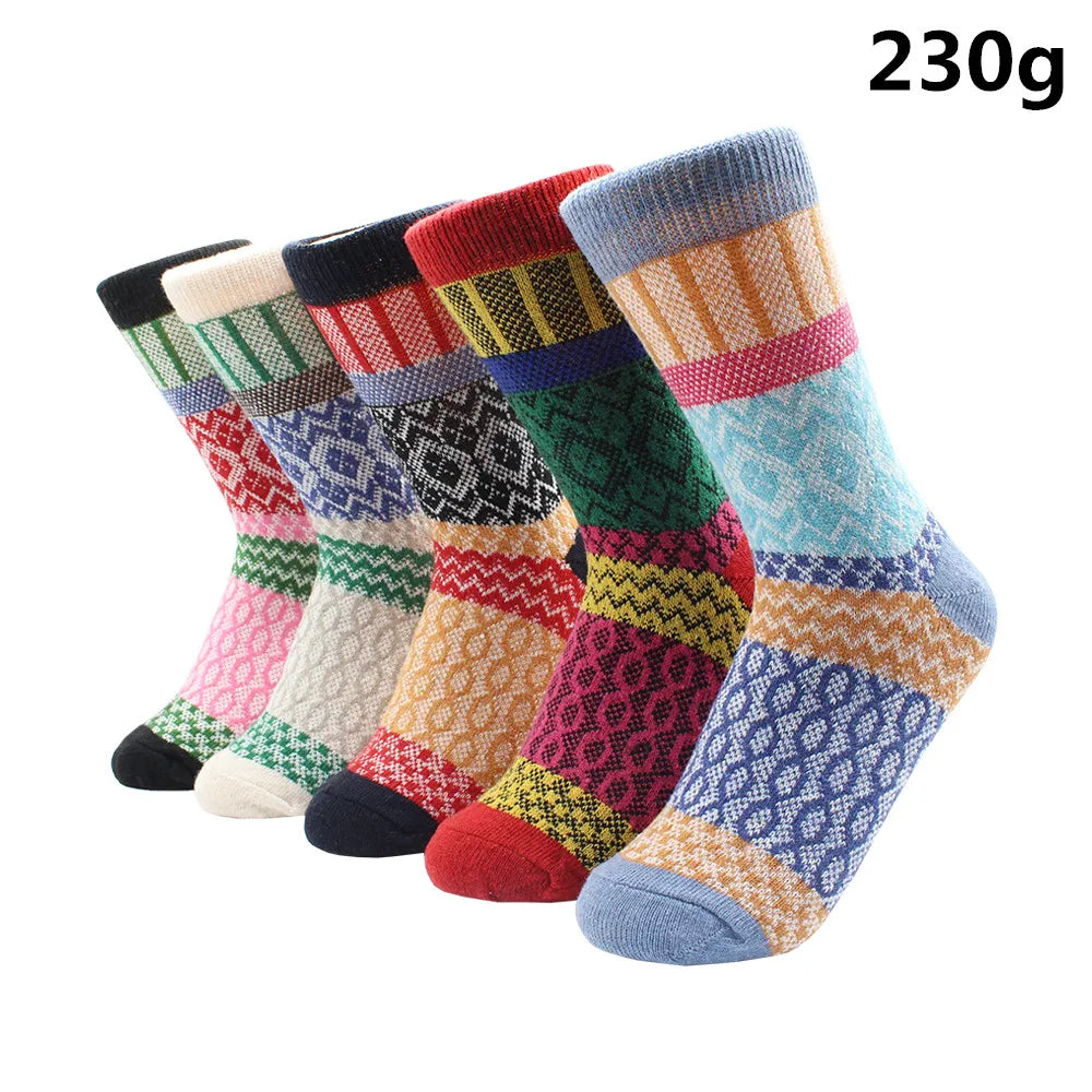 5 Pairs Winter Warmer Women Thicken Thermal Wool Cashmere Snow Socks