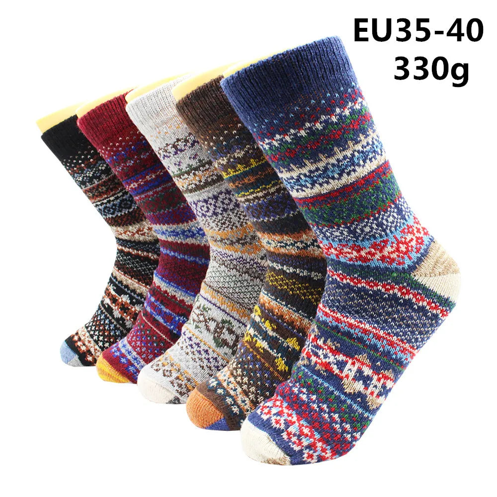 5 Pairs Winter Warmer Women Thicken Thermal Wool Cashmere Snow Socks