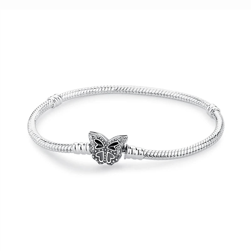 925 Sterling Silver Bracelets Bangles Love Heart Clip