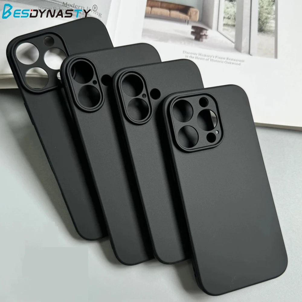 Luxury Full Black Silicone Matte Phone Case For iphone