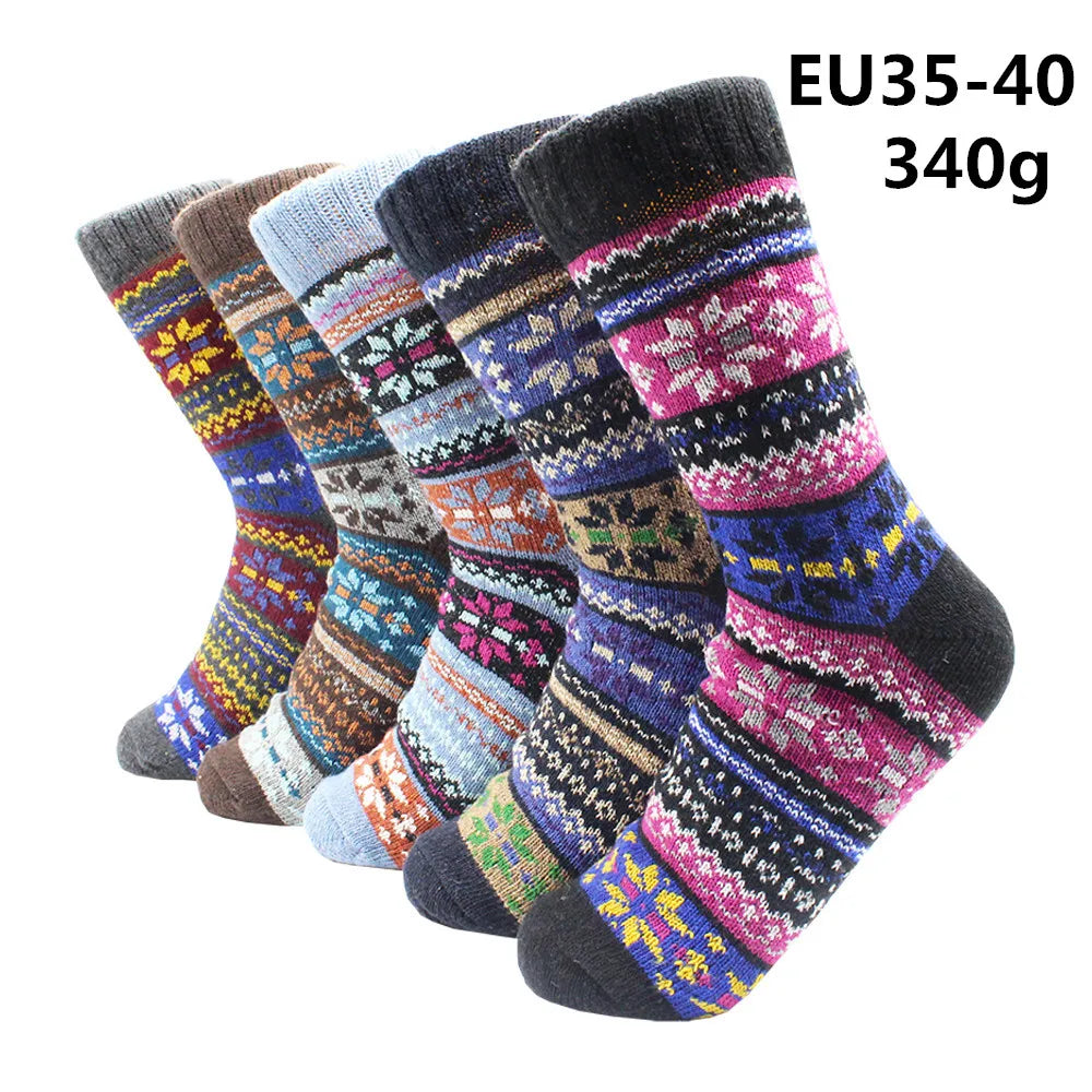 5 Pairs Winter Warmer Women Thicken Thermal Wool Cashmere Snow Socks