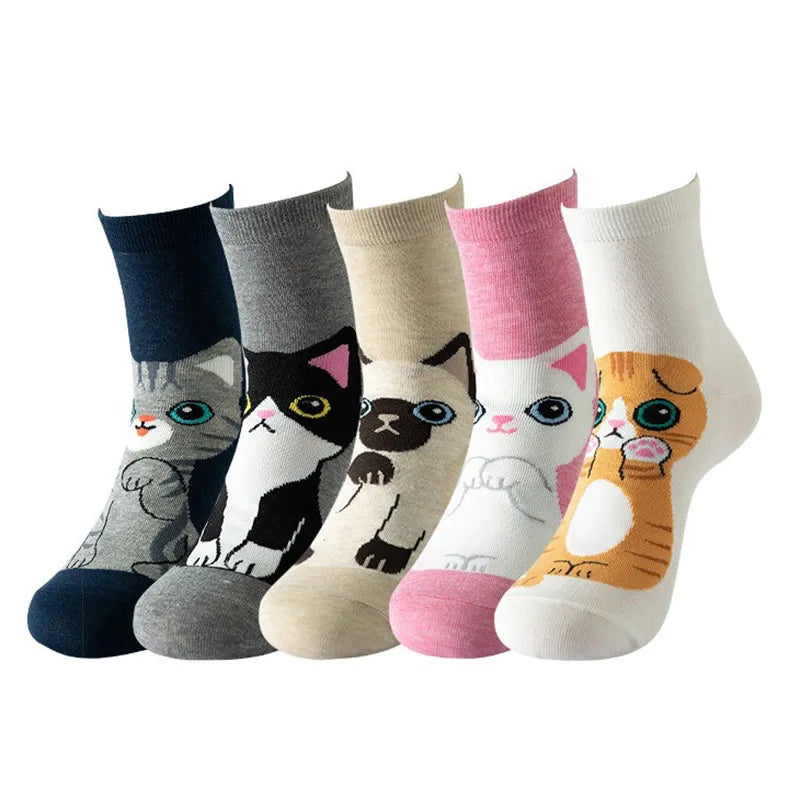 5 Pairs Fashion Pet cat dog Colorful Kawaii Cute Cartoon Cotton Women Socks