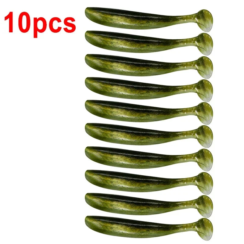 10pcs/Lot Fishing Lure 55mm 63mm 70mm T Tail Worm Soft Bait