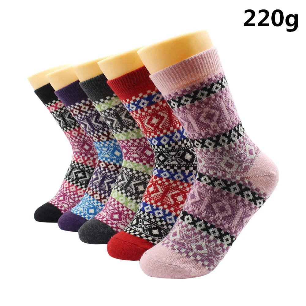 5 Pairs Winter Warmer Women Thicken Thermal Wool Cashmere Snow Socks