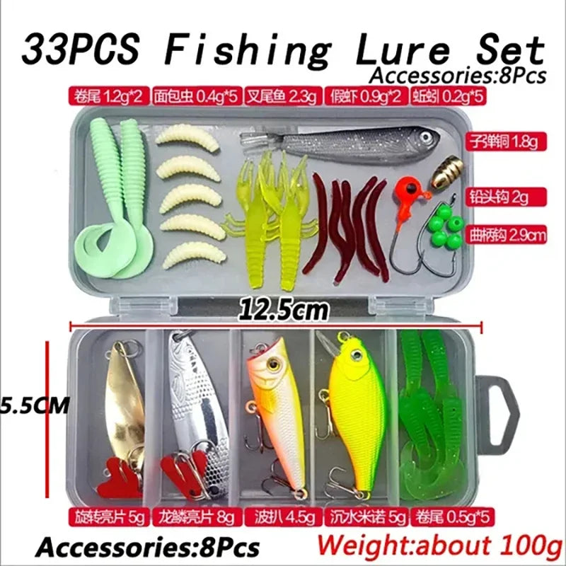 Fishing Lure Kit Soft and Hard Bait Set