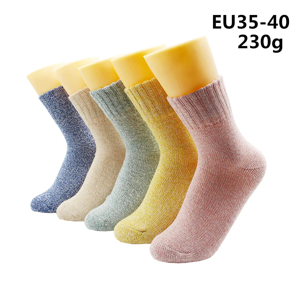 5 Pairs Winter Warmer Women Thicken Thermal Wool Cashmere Snow Socks