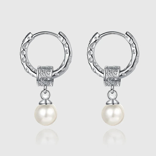 S925 Sterling Silver Earrings/ New Fashion Eternal Vine Textures Personality Pearl Ear Clip Jewelry