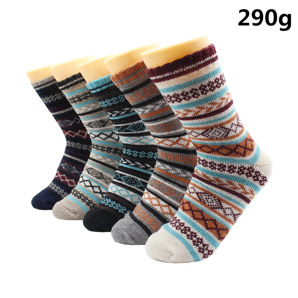 5 Pairs Winter Warmer Women Thicken Thermal Wool Cashmere Snow Socks