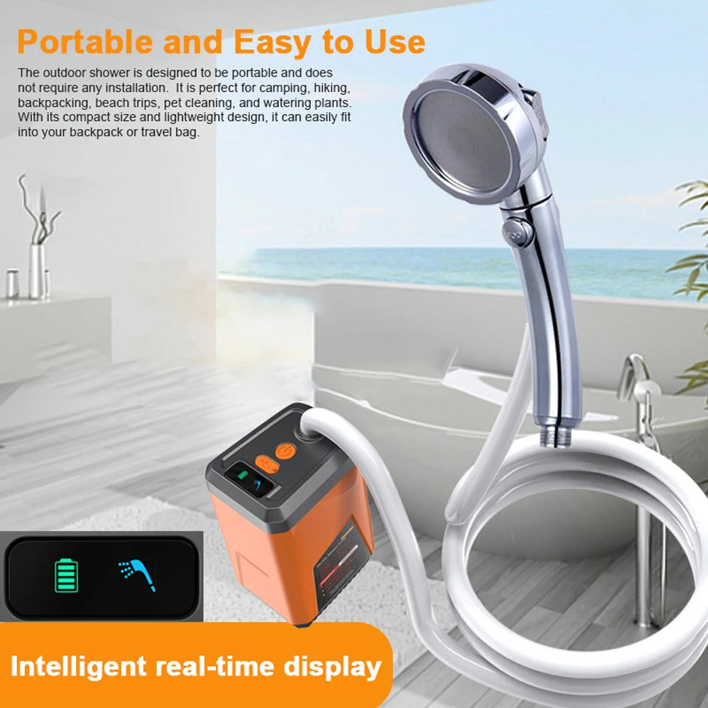 Outdoor Electric Shower Pump Portable Camping Shower Rechargeable Battery