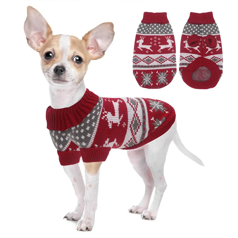 Christmas Pet Dog Sweater Warm British Style Winter Elk Clothes