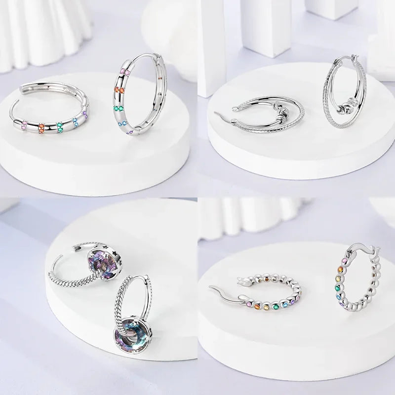 New Classic Earring 925 Silver Colorful Zircon