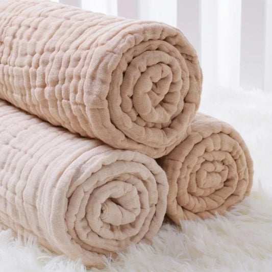 6 Layer Baby Bath Towel بطّانية حديثي الولادة، دافئة ومريحة وممتازة لأوقات السفر والسيارة   .