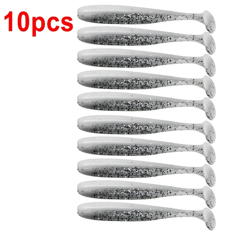 10pcs/Lot Fishing Lure 55mm 63mm 70mm T Tail Worm Soft Bait