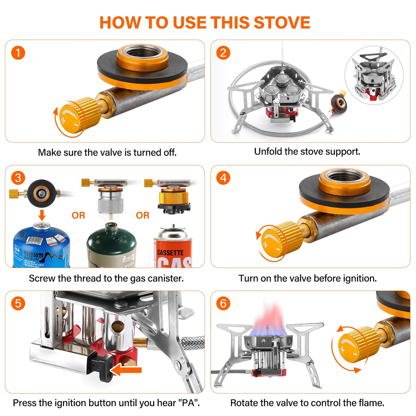 Camping  Head Stove Big Power Foldable Gas Stove