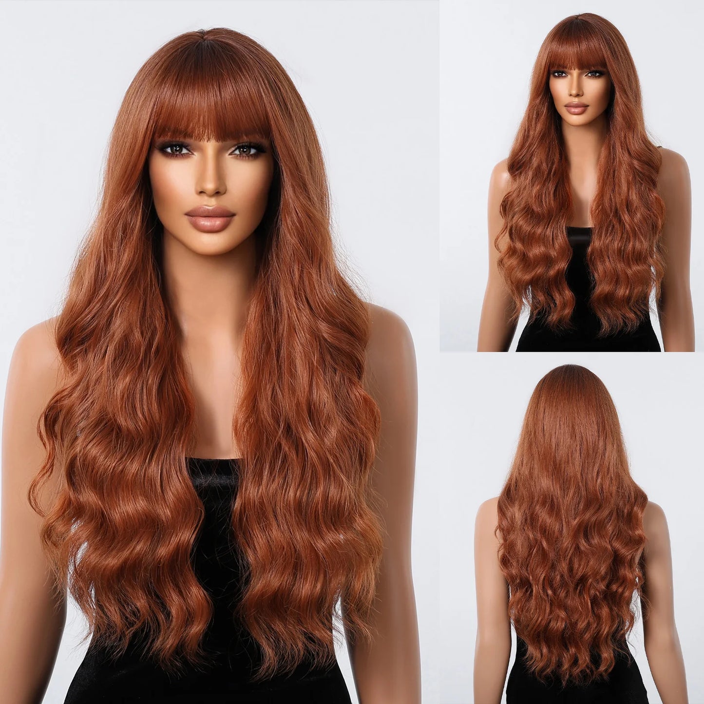 Brown Wigs 30 Inches Synthetic Curly Wig Long Wavy Hair for Women