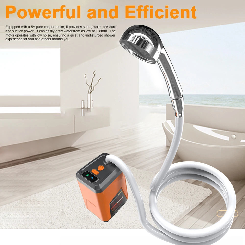 Outdoor Electric Shower Pump Portable Camping Shower Rechargeable Battery