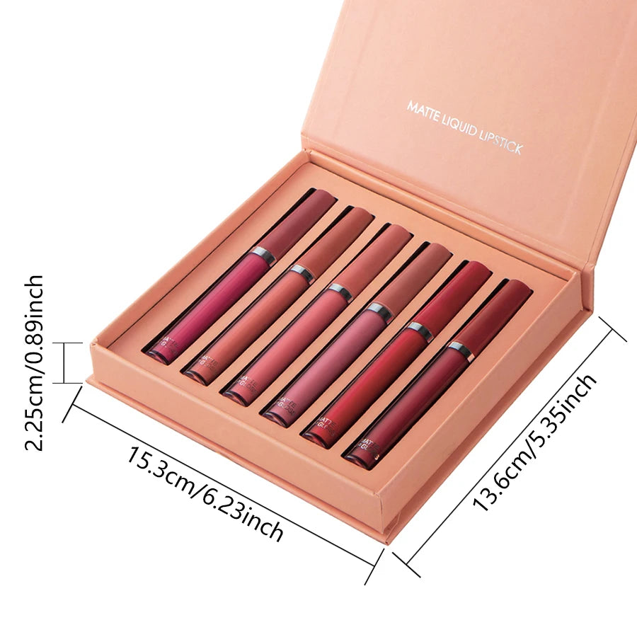 Matte Lip Gloss Set 6 Color Lipstick Smooth And Lasting Display Lip Gloss Waterproof Moisturizing