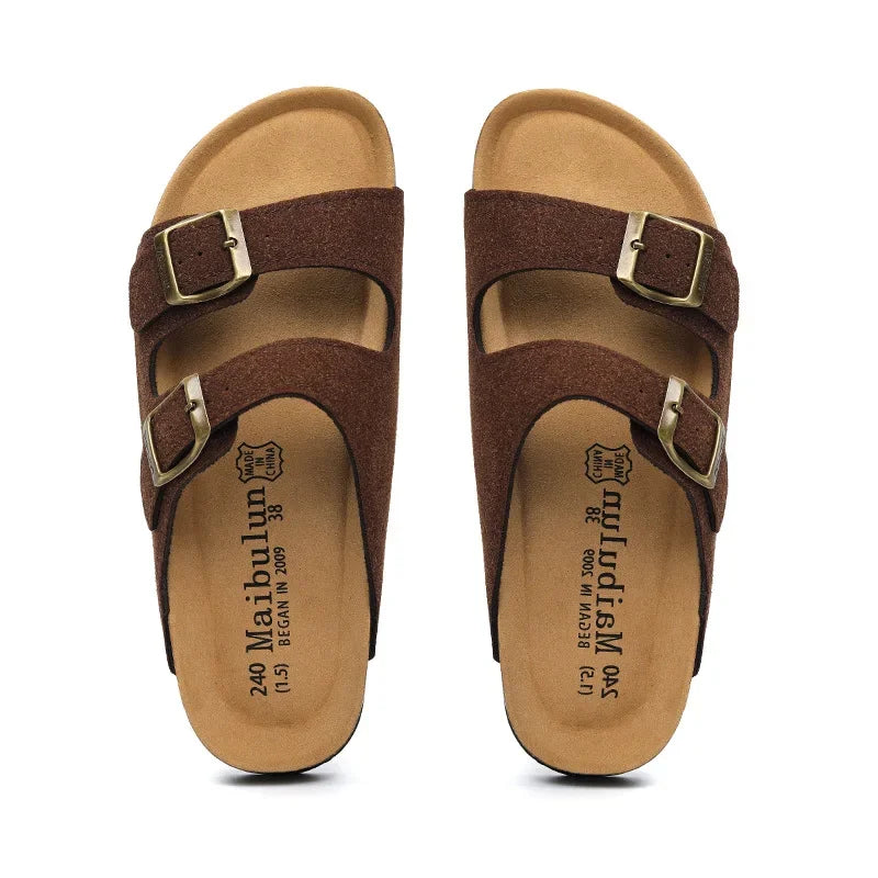 Fashion Women Cork Slipper Suede Leather Mule Clogs