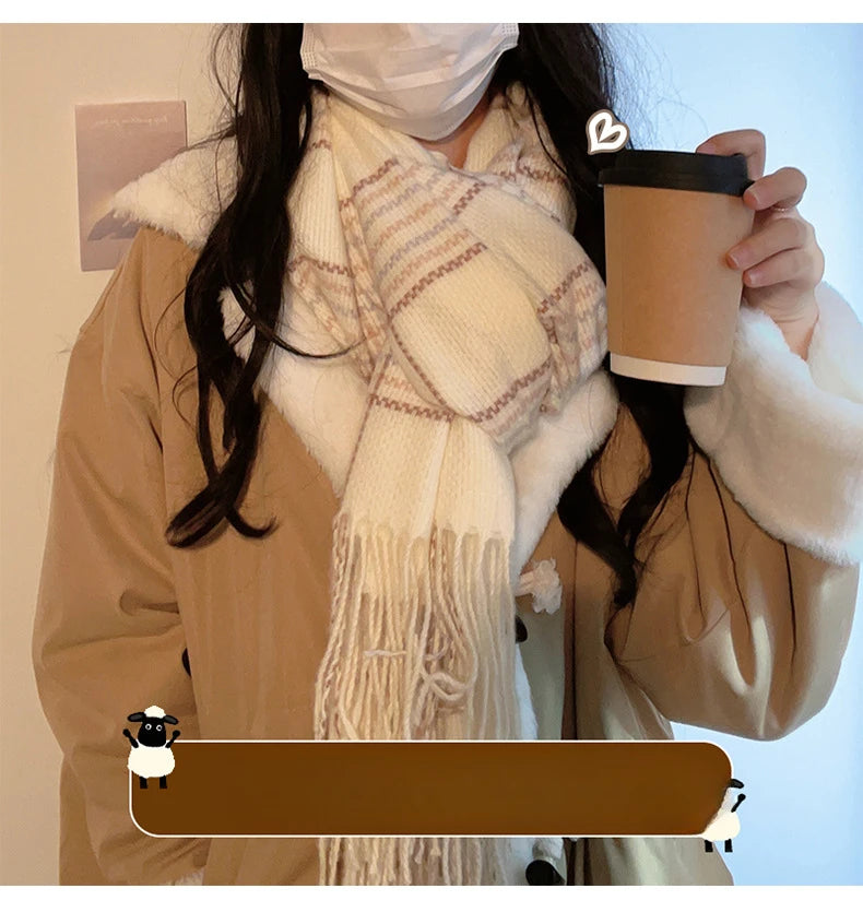 White Scarf Women Winter High-grade