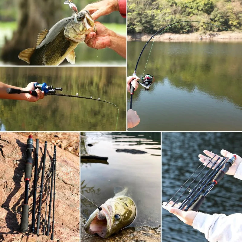 Fishing Rod 1.8m 2.1m Carbon Fiber Spinning Casting Fishing