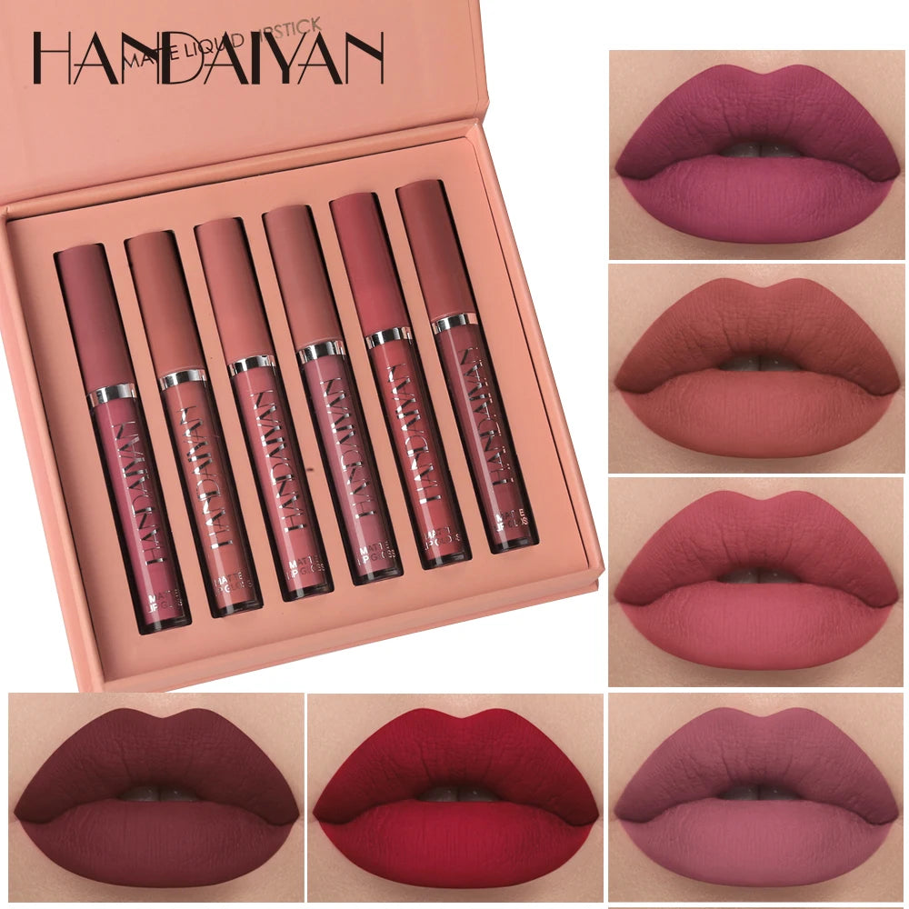 6 Colors Lip Gloss Set Matte Nude Long-lasting High-pigment non-stick