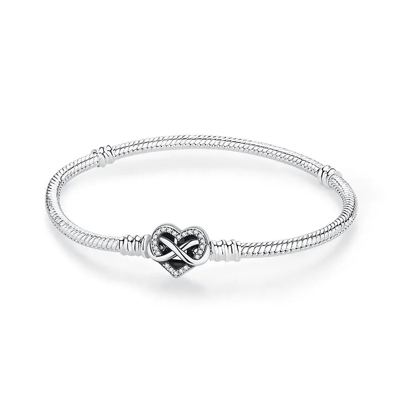 925 Sterling Silver Bracelets Bangles Love Heart Clip